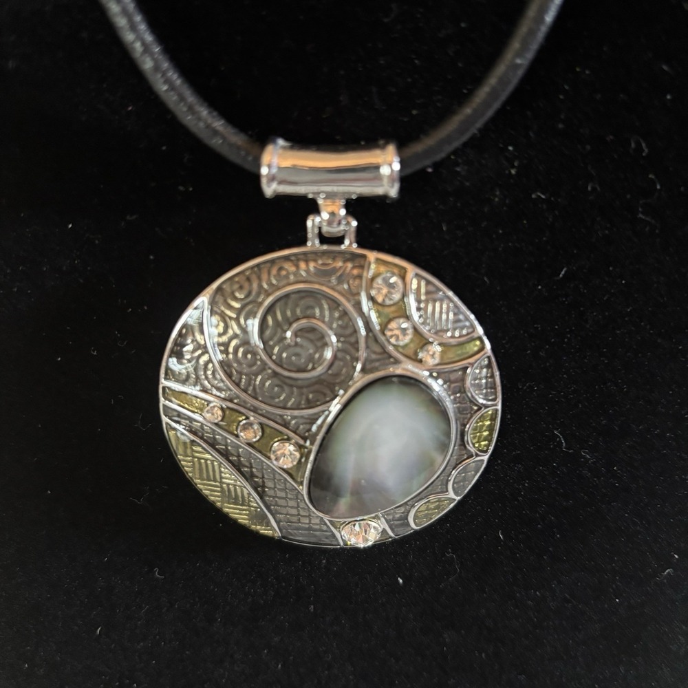 Lia Sophia Silver, Gray and Black Copper‎ With Rhinestones Pendant Necklace.